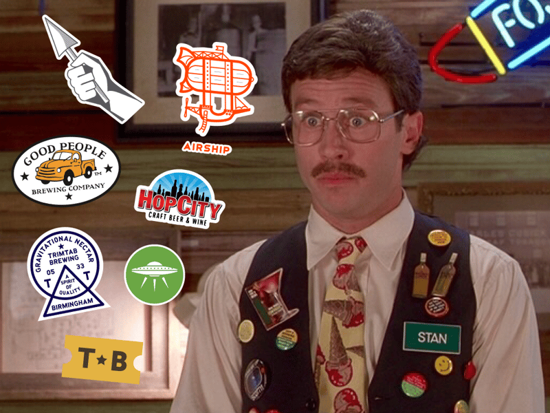 stan from office space wide eyed about Birmingham flair stickers