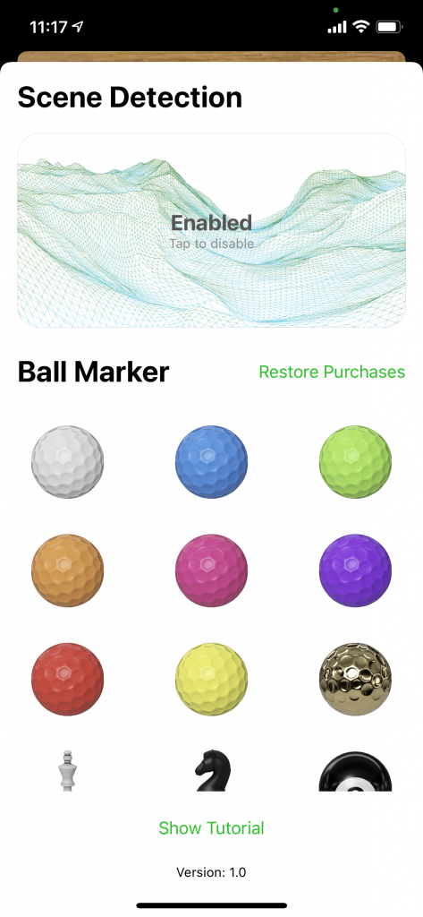 Show different colored ball marker images
